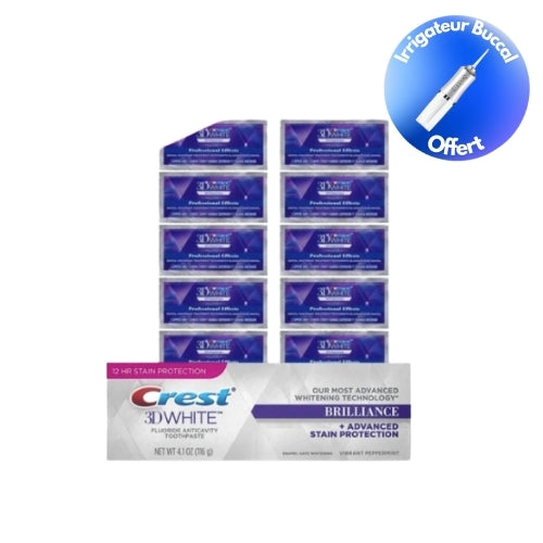 TRAITEMENT PROFESSIONEL 10 JOURS + DENTIFRICE EXTRA BRILLIANCE CREST© + Irrigateur Buccal OFFERT