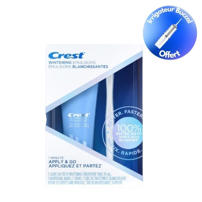 Crest Émulsions Blanchissante Avec Applicateur Intégré Pour Un Blanchiment Des Dents Sans Rinçage + Irrigateur Buccal OFFERT