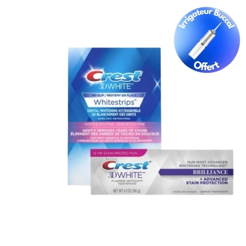 CREST© - ADAPTÉES AUX DENTS SENSIBLES 14 JOURS + TRAITEMENT DENTIFRICE BRILLANCE+ Irrigateur Buccal OFFERT