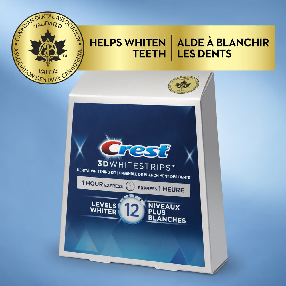 NOUVEAU Crest 3d White Whitestrips Express 1 HEURE + Irrigateur Buccal OFFERT