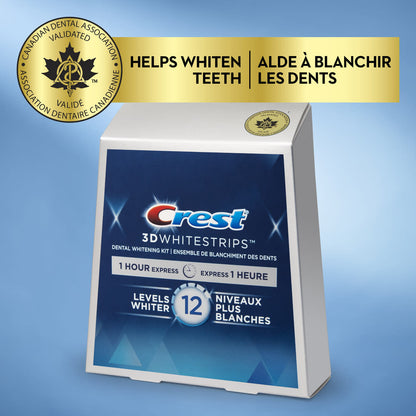 NOUVEAU Crest 3d White Whitestrips Express 1 HEURE + Irrigateur Buccal OFFERT